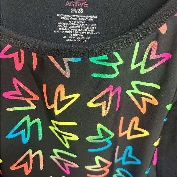 Livi Active by Lane Bryant Plus Size Black Tank with Colorful  Pattern - Picture 3 of 3